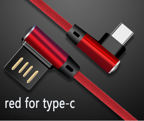 Cable de carga trenzado de nailon Reversible de 90 grados, Cable de datos sincronizado, Cargador rápido para iphone, Micro USB tipo C ► Foto 1/6