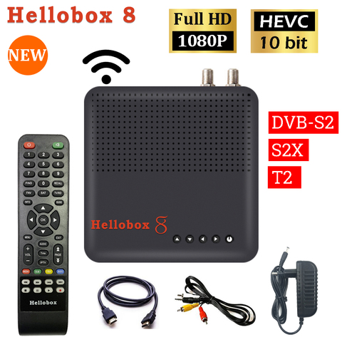 Hellobox-reproductor multimedia 8 con WiFi integrado, auto-biss, auto-powervu, hellobox8, DVB-S2, S2X, T2/C, H.265, HEVC ► Foto 1/6