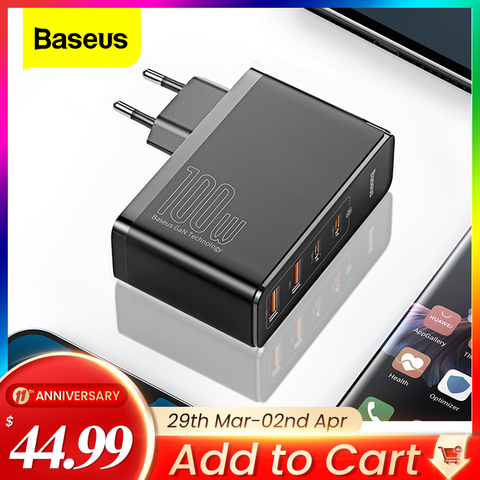Baseus-cargador rápido USB tipo C para iPhone 12 Pro Max 8 Macbook teléfono Xiaomi, 100W GaN, QC 3,0 PD ► Foto 1/6