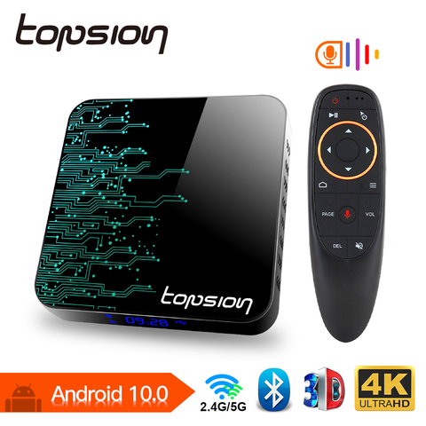 TOPSION-TV Box con Android 10,0, reproductor multimedia H.265, 4K, 4GB, 64GB, vídeo 3D, wi-fi 2,4 GHz, 5GHz, con Bluetooth, Google Voice Dispositivo de TV inteligente ► Foto 1/6