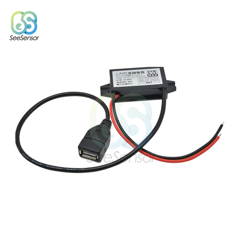 DC-DC-Convertidor de potencia del coche, adaptador Mini USB QC2.0 3,0 de carga rápida, módulo de fuente de alimentación Buck, 12V, 24V a 5V, 3,4a, 24W ► Foto 1/6