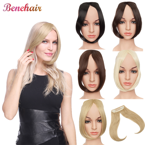 BENEHAIR flequillo Clip en la parte media flequillo sintético postizos Clip en la extensión del pelo superior pieza de cabello para mujeres pelo falso ► Foto 1/6