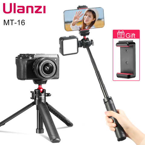 Ulanzi MT-16 DSLR SLR Smartphone Vlog trípode con zapata fría soporte de montaje de teléfono para micrófono luz LED Mini trípode ► Foto 1/6