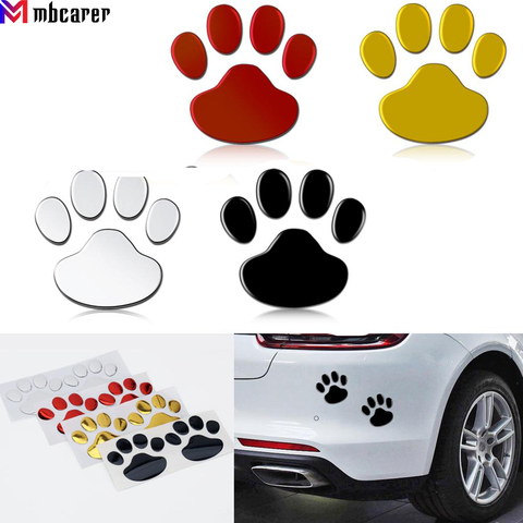 2 unids/set pegatinas de coche y calcomanías pata 3D perro Animal oso gato huellas de patas etiqueta de la huella del coche pegatina de plata, rojo, negro, oro ► Foto 1/6