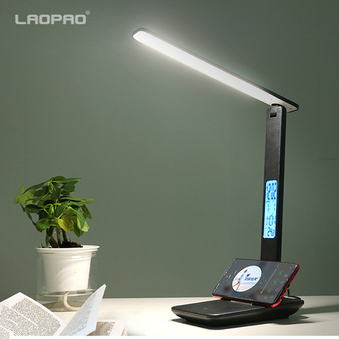 LAOPAO-Lámpara Led de escritorio para oficina, moderna, táctil, regulable, plegable, con calendario, alarma de temperatura, reloj de mesa, luz de lectura ► Foto 1/6