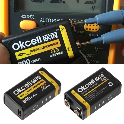 Batería Lipo recargable Micro USB, 9V, 800mAh, para multímetro, micrófono, mando a distancia ► Foto 1/6