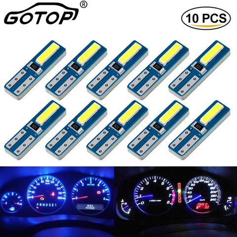 Bombilla Led T5 W3W W1.2W, lámpara Led de coche de luces interiores para automóvil, tablero de instrumentos, luz de cuña, lámpara de instrumento automático 7020 SMD, 10 Uds. ► Foto 1/6