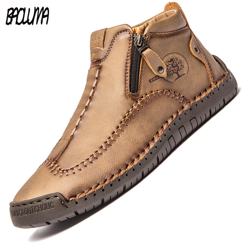 Botas De marca para Hombre, botines a la moda para exteriores, impermeables, con plataforma, Zapatos informales De cuero, De diseñador ► Foto 1/6