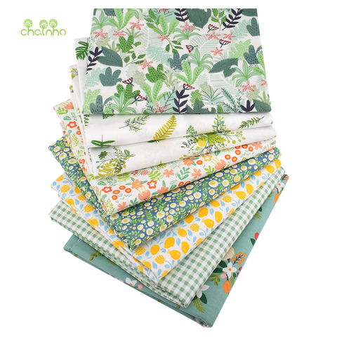 8 unids/lote estampado de tela de algodón 40x50cm Patchwork tela para DIY de acolchar costura bebé y de los niños Material verde de verano ► Foto 1/6