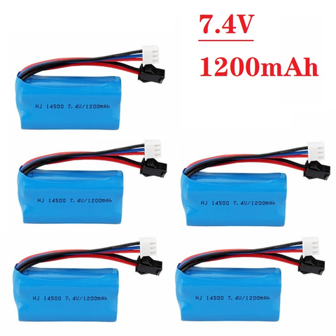 1-5 uds 7,4 V 1200mAh 14500 batería de Li-Ion SM para eléctricos juguetes pistola de balas de agua juguetes accesorio de batería de 7,4 V para los vehículos de juguete RC ► Foto 1/4