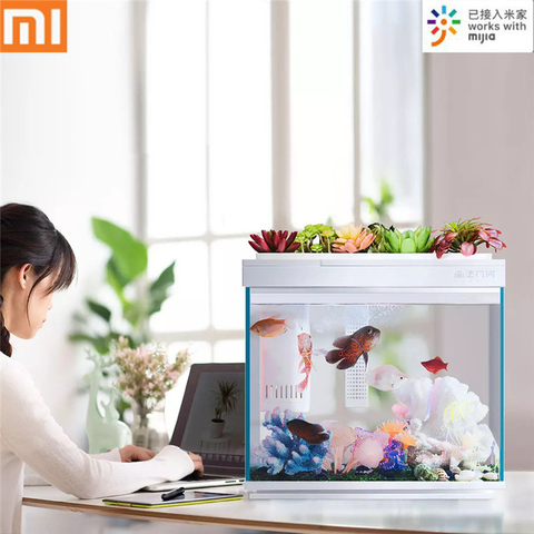 Xiaomi-tanque de peces modular inteligente, para sala de estar, pequeño acuario de escritorio, alimentación de la pecera, edición de exploración automática ► Foto 1/6