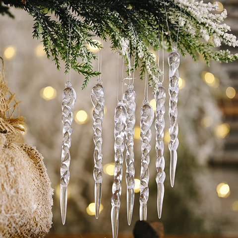 Adorno colgante de árbol de Navidad de imitación de hielo, de 13cm, para fiesta de invierno, suministros de decoración de Año Nuevo, 10 Uds. ► Foto 1/6
