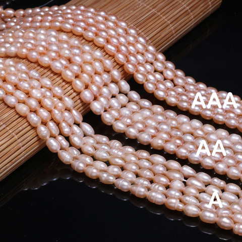 Cuentas sueltas con forma de arroz de alta calidad, perlas naturales de agua dulce, color rosa, para hacer joyas ► Foto 1/6