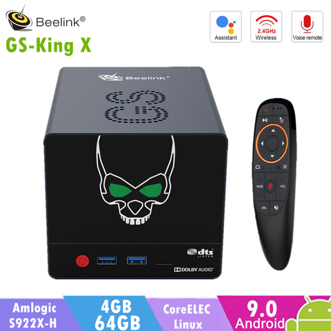 Android 9,0 y Linux CoreELEC caja de Tv apagado Beelink GS-rey X Amlogic S922X-H 4GB 64GB Dolby DTS 5G Wifi 1000M BT4.1 4K HD Set Top Box ► Foto 1/6