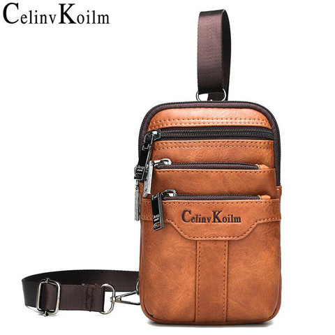 Celinv Koilm-bandolera pequeña de cuero para hombre y mujer, bolso cruzado de hombro y cintura, a la moda, para teléfono móvil, Unisex ► Foto 1/6