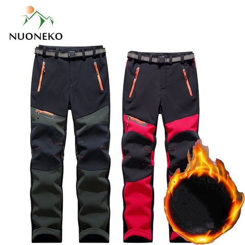 NUONEKO-pantalones de senderismo Softshell para Hombre y mujer, pantalón polar cálido de invierno, para deporte al aire libre, esquí, Camping, senderismo, impermeable, PM38 ► Foto 1/6