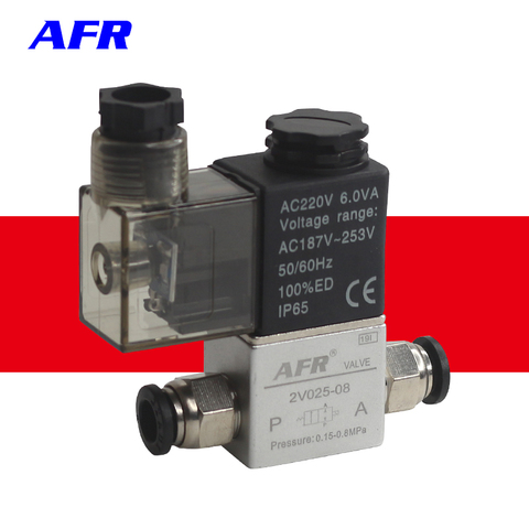 2V025-08 12V 24V 220V voltios aire solenoide de la válvula neumática Válvula de 2 Posición 2 puerto normalmente cerrado aire válvula magnética de 6mm 8mm manguera ► Foto 1/6