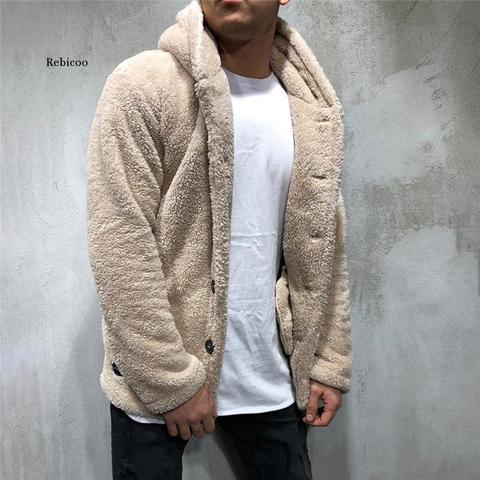 Suéter de lujo para hombre, cálido abrigo Sudadera con capucha, chaqueta informal suelta de doble cara de felpa, Top ► Foto 1/6