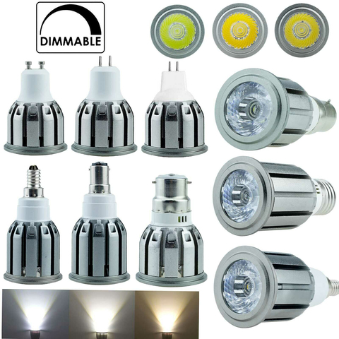 Focos LED regulables COB para el hogar, lámparas brillantes de aluminio C36, 110V, 220V, 5W, 7W, 10W, GU10, GU5.3, E27, E12, E14, B22, B15 ► Foto 1/6