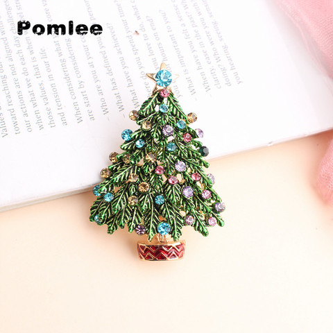 Pomlee-broches del árbol de Navidad para mujer, incrustaciones de diamantes de imitación, joyería de moda, broche, buen regalo, gorro, Pin, Invierno ► Foto 1/1