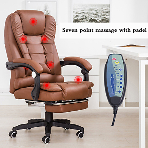 Silla de oficina giratoria con reposapiés, Sillón de masaje reclinable, ergonómico, para ordenador, compatible con los mejores pies de nailon/cuero de PU ► Foto 1/6