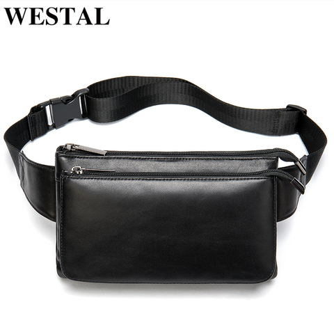 WESTAL-riñonera de piel auténtica para hombre, bolso de marca de diseñador, de lujo, con cinturón para pecho/cadera, 8940 ► Foto 1/6