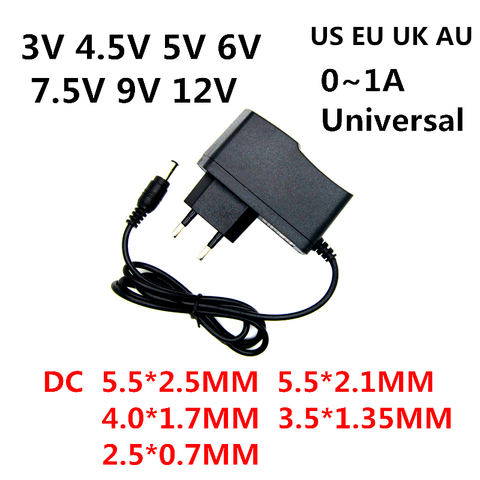 AC 110-240V DC 3V 4,5 V 5V 6V 7,5 V 9V 12 V para 0.5A 1A tira de luz LED universal adaptador de 12 V voltios AC / DC tipo de convertidor DC/DC fuente de alimentación ► Foto 1/4