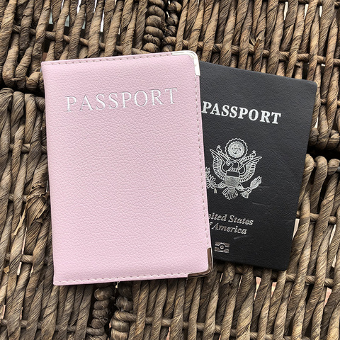 Funda de pasaporte de piel sintética para mujer, cubierta bonita para pasaporte, color rosa ► Foto 1/6