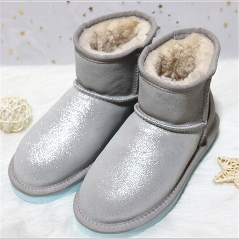 Zapatos de moda para mujer, botas de nieve de cuero de vaca clásico, zapatos cálidos, venta al por mayor, 2022 ► Foto 1/2