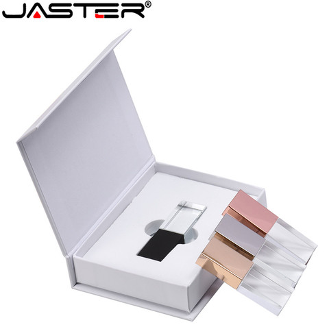 Rosa nuevo oro de oro cristal unidad flash USB 2,0 con caja usb pendrive con memoria logotipo personalizado (más de 10 piezas Logo gratis) U disco ► Foto 1/6