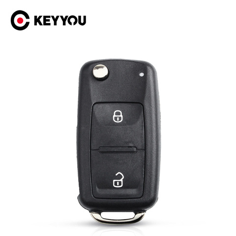 KEYYOU 10X nuevo 2 sin cortar botón plegable, abatible de llave de control remoto caso de reemplazo FOB Shell para Vw VOLKSWAGEN Transporter T5 Polo G ► Foto 1/5