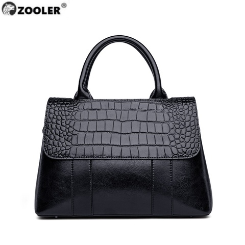 ZOOLER-bandoleras de piel auténtica a la moda para mujer, bolso de mano femenino con patrón de Color claro, bolsos de lujo para ir al trabajo ► Foto 1/6