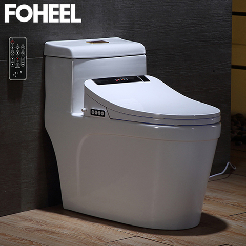 FOHEEL-asiento de inodoro eléctrico alargado, cubierta inteligente de bidé, 3 colores, calefacción, luz Led, Wc ► Foto 1/6