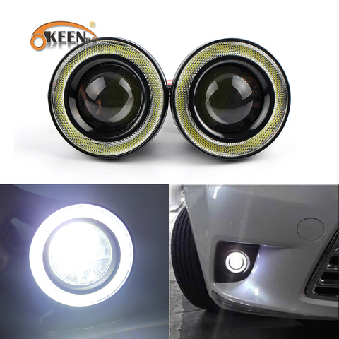 2 uds. De luces LED antiniebla DRL universales para coche, 12V, Ojos de Ángel, lámparas de luces de conducción, blanco, azul, rosa, amarillo, verde, 2,5 