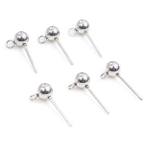 30 unidades/lote de 3/4/5/6mm de acero inoxidable 316, pasadores básicos para pendientes, conector para suministros de joyería DIY ► Foto 1/5