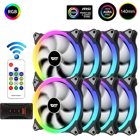 DarkFlash-ventilador con cubierta para PC, enfriador y radiador de 140mm, RGB, AURA SYNC, cabeza de 5V/3 pines, con IR remoto, silencioso, funda de ordenador, CPU ► Foto 1/6