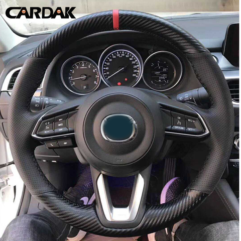 CARDAK DIY cubiertas de volante de coche para Mazda 3 Axela 2017 de 2022, 2022 Mazda 6 Atenza 2017-2022 CX-3 2022-2022 CX-9 CX-5 ► Foto 1/4