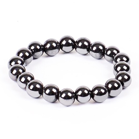 Pulseras magnéticas de 6/8/10mm para mujer, cuentas de hematita naturales, pulsera de terapia con imán de cuidado de la salud, joyería para hombre ► Foto 1/6