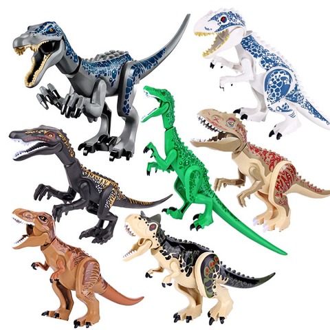 Bloques de construcción de dinosaurios del Mundo Jurásico para niños, figuras de bloques de dinosaurios del mundo, Tiranosaurio Rex, Indominus Rex i-rex, juguetes para niños ► Foto 1/6