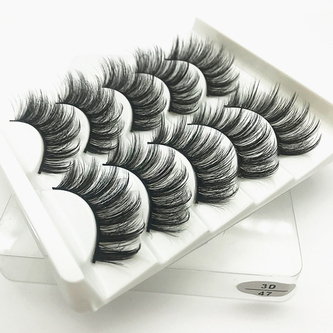 5 pares de pestañas postizas de pelo de visón 3d pestañas largas naturales para ojos herramientas de extensión de maquillaje cilios ► Foto 1/6