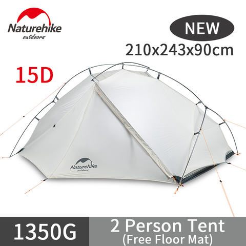 Naturehike-tienda de campaña ultraligera para 2 personas, 1,35 KG, portátil, para exteriores, 15D, nailon, PU2000mm, autosoporte con esterilla ► Foto 1/6