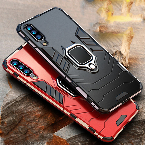 Funda 4 en 1 para Samsung Galaxy A70 A50, carcasa armadura de PC, cubierta de TPU con borde de anillo para dedo, funda de teléfono para Samsung A50 A 70 ► Foto 1/6