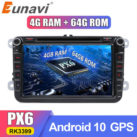 Eunavi 2din Android 8,0 Octa Core 4 GB RAM DVD del coche para VW Passat CC Polo GOLF 5 6 Touran EOS T5 Sharan Jetta Tiguan Radio GPS bt ► Foto 1/6