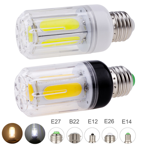 12W 16W E27 E14 E12 E26 B22 bombilla alargada COB de LED bombillas AC 85-265V 110V 220V sin parpadeo Super brillante casa lámparas de mesa de 360 ° de iluminación ► Foto 1/6