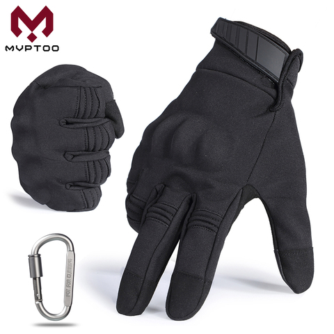 Guantes de Motocross con pantalla táctil, guantes finos de lana cálidos para motocicleta, ciclismo, Moto, motociclista, guantes de dedo negro para hombre ► Foto 1/6