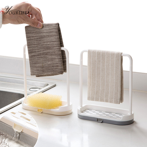 OYOURLIFE-soporte de esponja para fregadero de cocina, organizador para fregadero de escritorio extraíble, escurridor de secado, accesorios para baño y cocina ► Foto 1/6