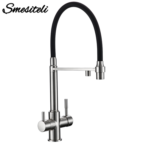 Ósmosis inversa Tri Flow 3 en 1 grifo de cocina de 3 vías grifo de agua en Color de acero inoxidable ► Foto 1/6