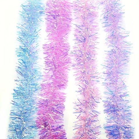 Papel de aluminio de colores del arcoíris, 2M, 3cm/5cm, guirnalda colgante para árbol de Navidad, suministros de decoración para el Adornos de árbol de Navidad ► Foto 1/6