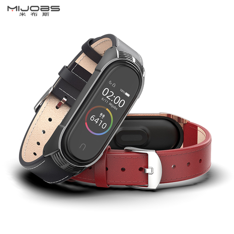 Para Mi Band 5 correa de cuero genuino para Xiaomi Mi Band 4 pulsera Miband 4 3 pulseras nuevo estilo Correa Mijobs diseño ► Foto 1/6