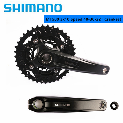 Shimano-platos y bielas para bicicleta de montaña, FC-MT500, 3x10 velocidades, 40-30-22T, 96/64 PCD, dos piezas ► Foto 1/6